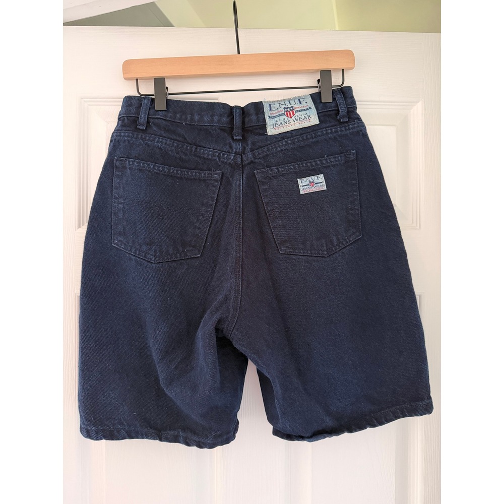 Retro 90s Womens ENUF Navy Denim Mom Shorts Butter Mom Casual